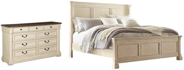 Signature Design by Ashley® Bolanburg 2-Piece Antique White California King Panel Bed Set-0