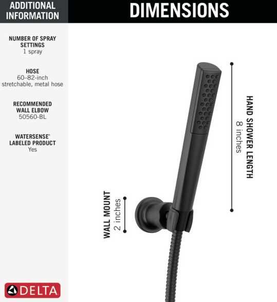 Delta Universal Showering Matte Black Premium Single-Setting Adjustable Wall Mount Hand Shower-1