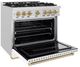 ZLINE Classic Autograph Edition 36" Satin Stainless Steel Pro Style Gas Range with White Matte Door and Champagne Bronze Accents-3