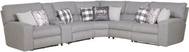 Catnapper® Rockport 6-Piece Gray Manual Reclining Curved Sectional with Console