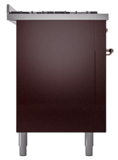 Ilve® Nostalgie II Noblesse 60'' Burgundy Pro Style Dual Fuel Range with Copper Trim-2
