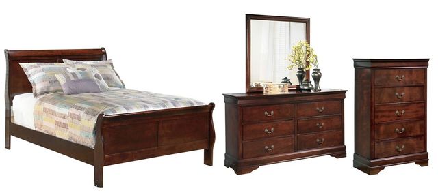 Signature Design by Ashley® Alisdair 4-Piece Dark Brown Full Sleigh Bed Set-0