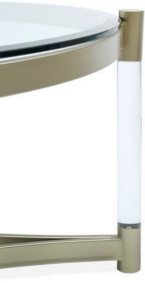 Magnussen Home® Silas Glass Top Round Cocktail Table with Platinum Acrylic Base-2