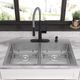 Elkay Crosstown® 3-Piece Polished Satin 33" x 22" x 6" 4-Hole Equal Double Bowl Dual Mount ADA Sink Set-4