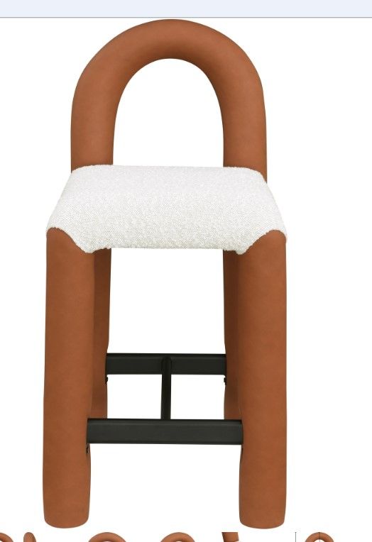 Meridian Furniture Amari Cognac/Cream Upholstered Counter Stool-1