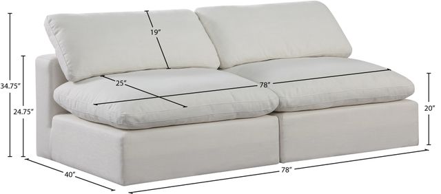 Meridian Furniture Comfy 2-Piece Cream Armless Modular Sectional-4