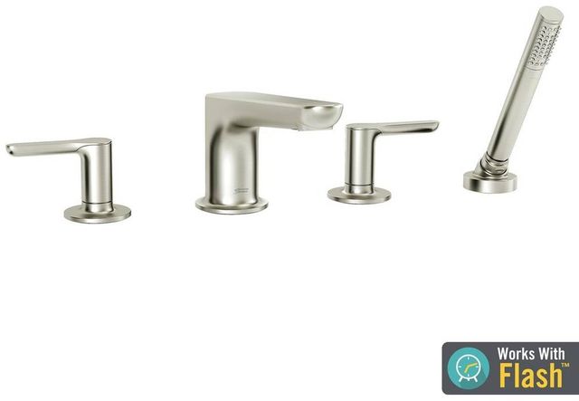 American Standard Studio® S Brushed Nickel Deck Mounted Roman Tub Filler with Hand Shower-1