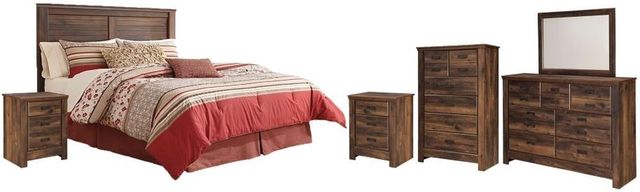 Signature Design by Ashley® Quinden 6-Piece Dark Brown King Panel Headboard Bed Set-0