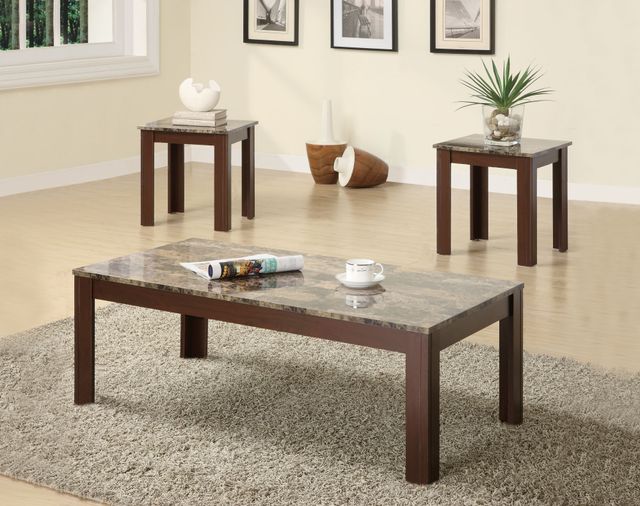 Coaster® Rhodes 3-Piece Brown Faux Marble Top Occasional Set-1