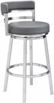 Armen Living Madrid Brushed Stainless Steel/Gray Bar Stool-0