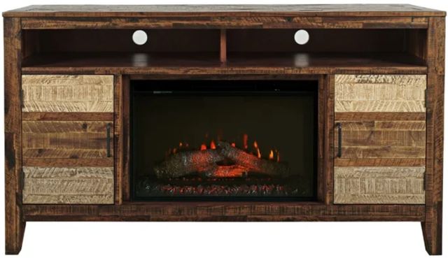 Jofran Inc. Painted Canyon Brown Media Console with Electric Fireplace -4