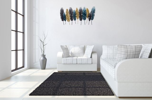 Classy Living Blue and Gold Tropical Leaves Wall Art-1
