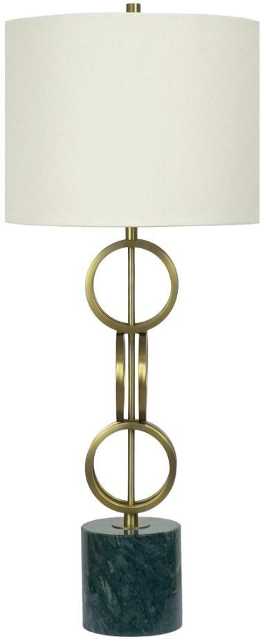 Classy Living 2-Piece Marble Harmony Green Marble/Matte Golden Bronze Table Lamp Set-0