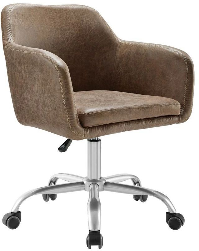 Linon Vintage Brown/Silver Office Chair-0