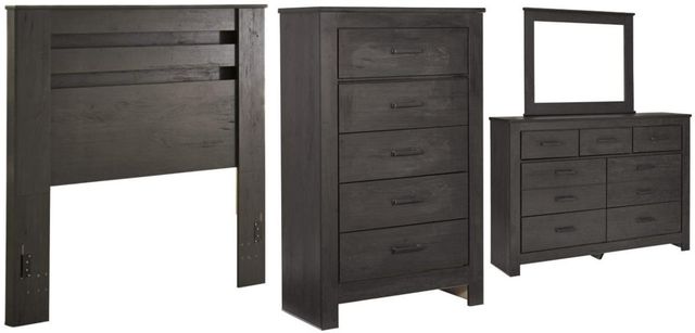 Signature Design by Ashley® Brinxton 4-Piece Charcoal King/California King Panel Headboard Bed Set-0