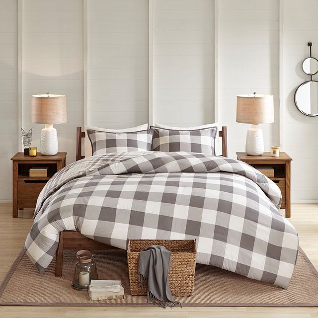 Olliix by Madison Park 3 Piece Grey King/California King Sheffield Cotton Printed Reversible Duvet Cover Set-4