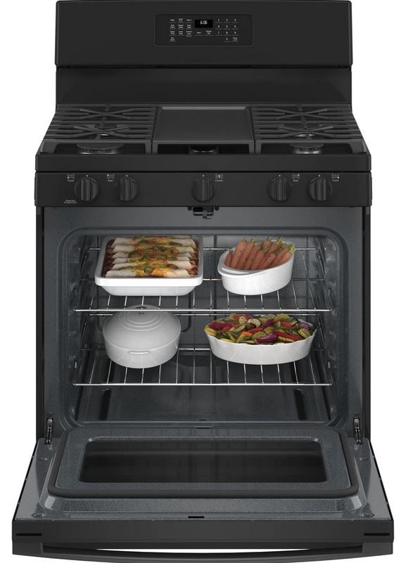 GE® 30" Black Free Standing Natural Gas Range-2