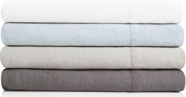 Malouf® Woven French Linen White King Pillow Case-0
