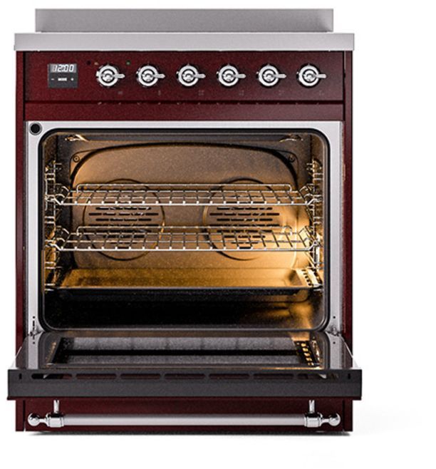 Ilve® Nostalgie II Series 30" Burgundy Pro Style Induction Range-2