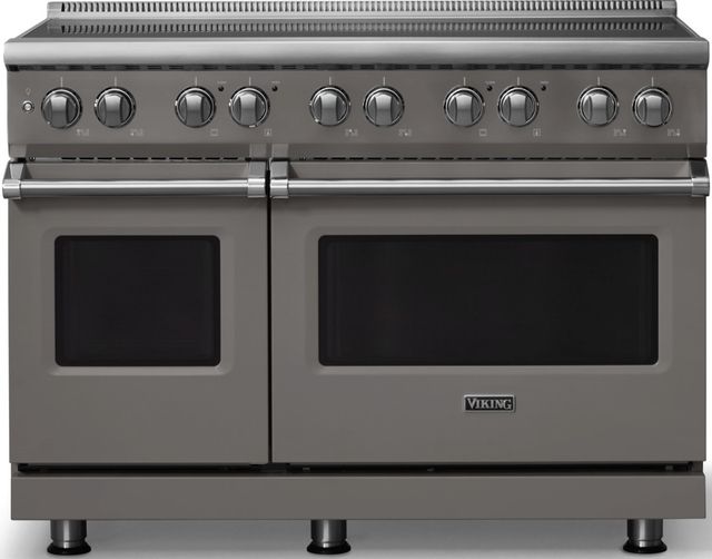 Viking® 5 Series 48" Damascus Gray Pro Style Induction Range with Polished Chrome Trim-0