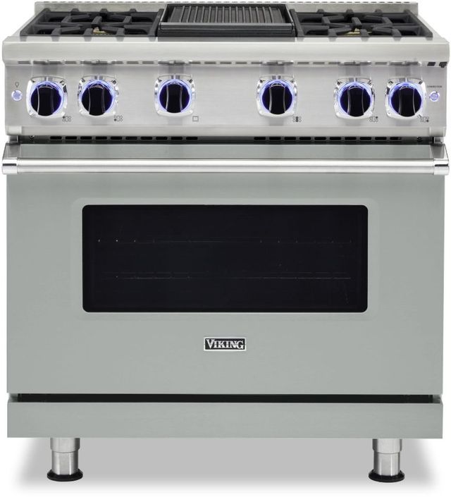 Viking® 7 Series 36" Arctic Grey Pro Style Natural Gas Range with 12" Reversible Griddle-0