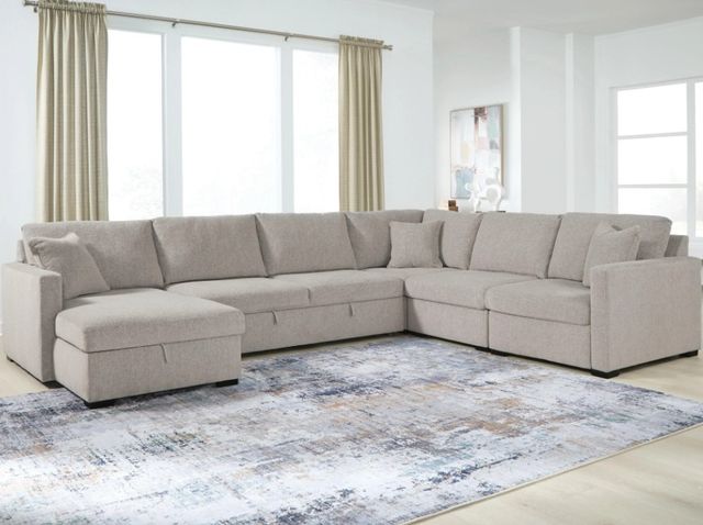 Benchcraft® ModMax Luxe 5-Piece Flint Left-Arm Facing Sectional with Storage Chaise and Pop Up Sleeper-1