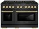 ZLINE Autograph Edition Paramount 48" 6.7 Cu. Ft. Black Satin Stainless Steel Gas Range with 8 Burner DuoPro™ Cooktop and Dual Oven with Polished Gold Accent-0