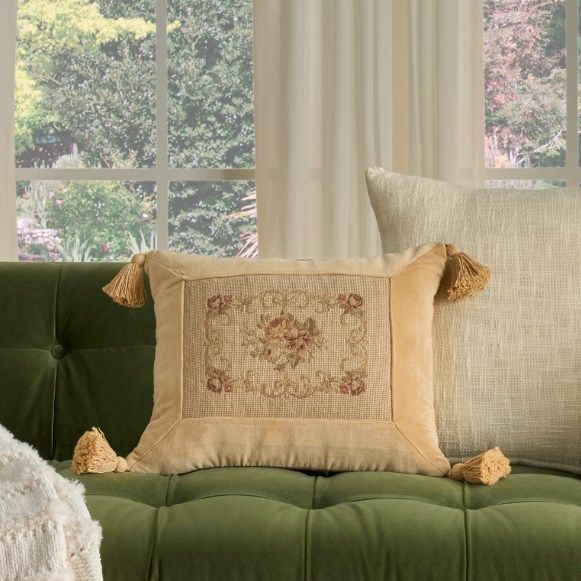 Nourison Home™ Mina Victory Vintage Pillow Beige 14"x18" Throw Pillow-3