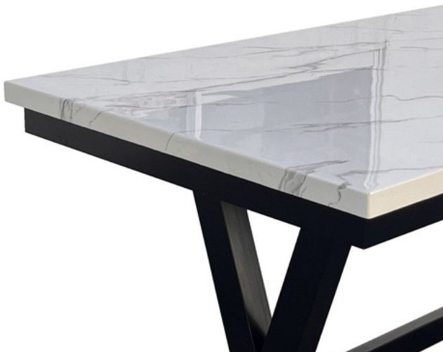 American Wholesale Furniture Shelly White Top Dining Table wityh Black Base-2