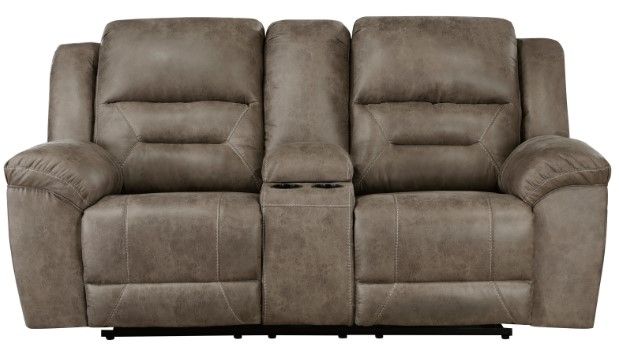 Homelegance® Hazen Brown Double Reclining Loveseat with Center Console-2