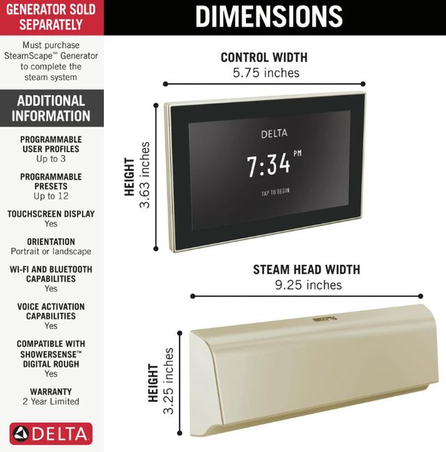 Delta SteamScape™ Deluxe System Lumicoat® Polished Nickel Unilateral Digital Steam Package-1