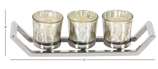 Deco Marche Silver Stainless Steel Metal Candelabra-3