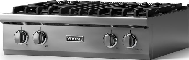 Viking 5 Series 30” Stainless Steel 4-Burner Liquid Propane Rangetop with Polished Chrome Trim-1