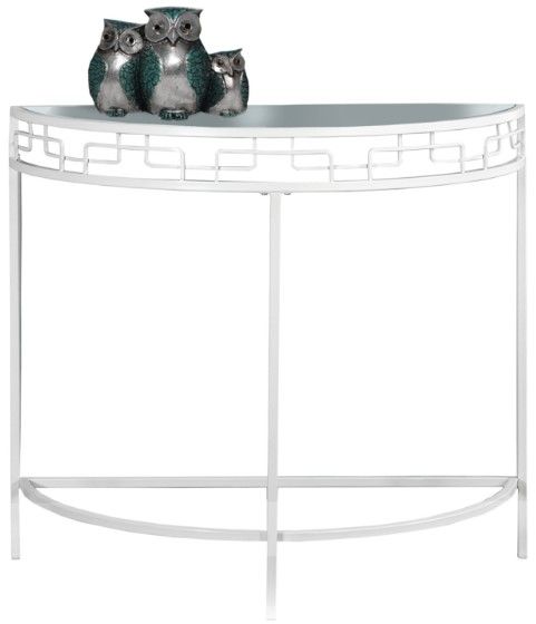 Monarch Specialties Inc. Glass Top Accent Table with White Base-0