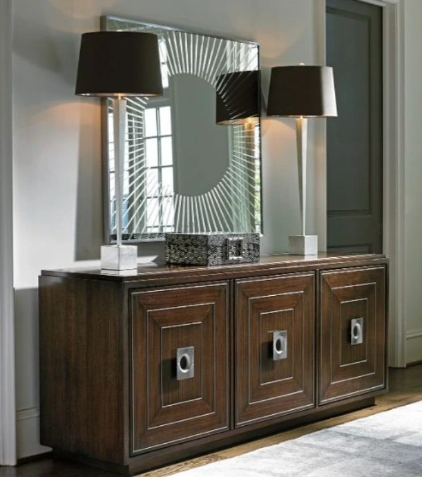 Lexington Home Macarthur Park Calliope Brushed Stainless Sunburst Mirror-1