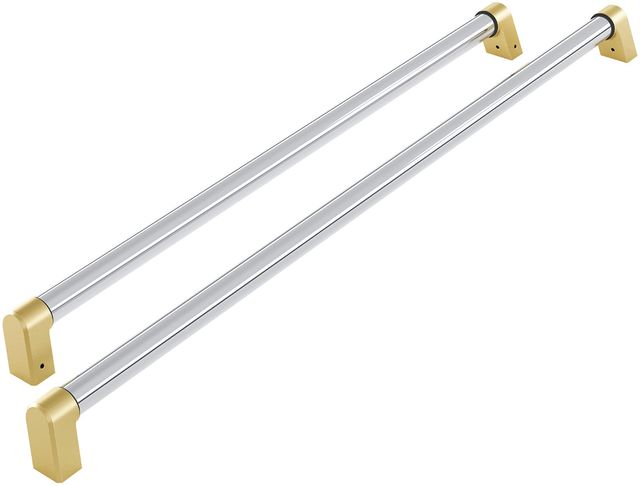 Bertazzoni Master Series 2-Piece Stainless Steel Built-in Refrigerator Handle Kit with Gold Accent-0