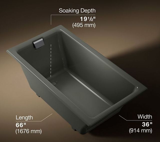 KOHLER® Tea-for-Two® Thunder Gray 66" x 36" Drop-In/Undermount Bath-3