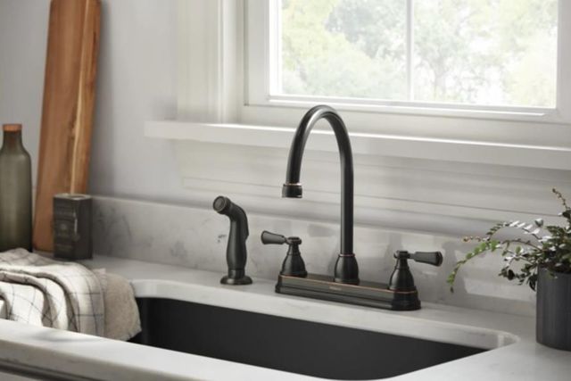 Peerless Elmhurst® Oil Rubbed Bronze 2-Handle Kitchen Faucet with Spray-1