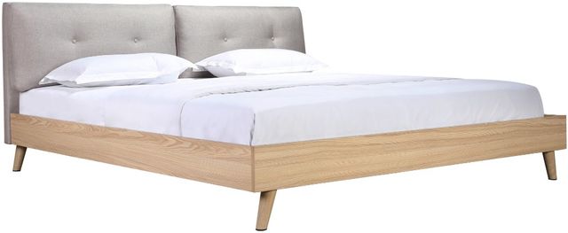 Mazin Furniture Fletcher Beige/Natural Faux Queen Upholstered Platform Bed-0