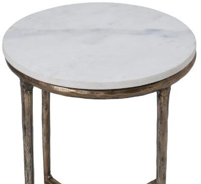 Renwil® Pearson Natural White Side Table with Brass Base-1