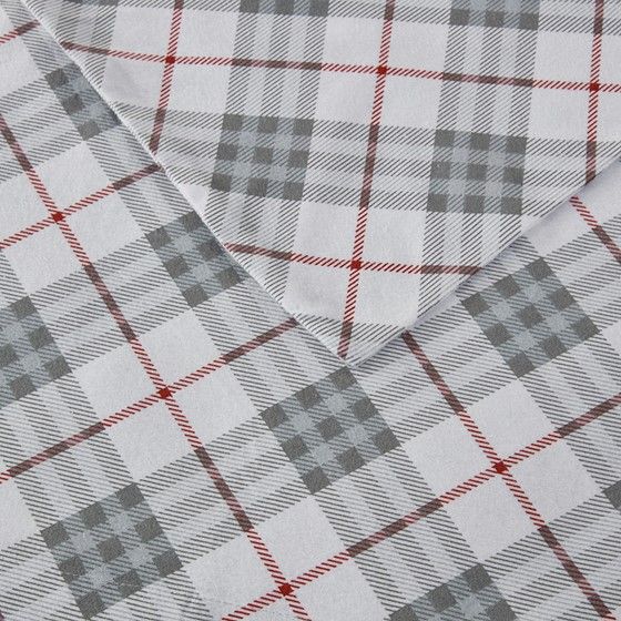 Olliix by True North by Sleep Philosophy Cozy Flannel Red Plaid Twin Cotton Printed Sheet Set-2