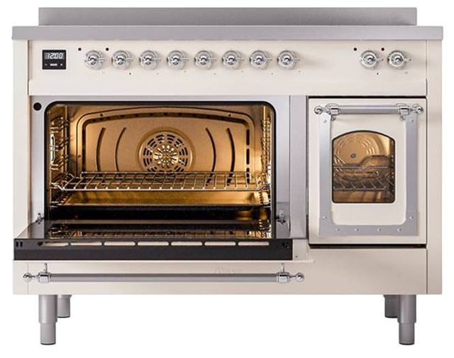 Ilve® Nostalgie II Noblesse 48'' Anique White Pro Style Induction Range with Chrome Trim-3