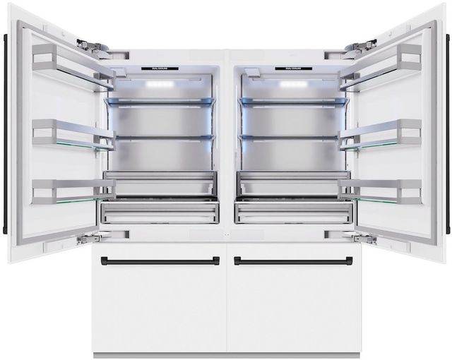 ZLINE Autograph Edition 72" 39.6 Cu. Ft. White Matte Built-In French Door Refrigerator with Water Dispensers, Ice Makers, and Matte Black Accents-2