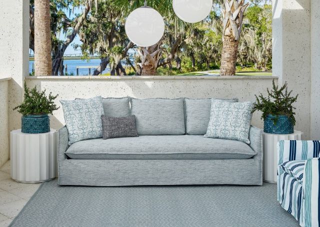 Universal Explore Home™ Customizable Coastal Living Outdoor Siesta Key Fabric Slipcover Sofa-1