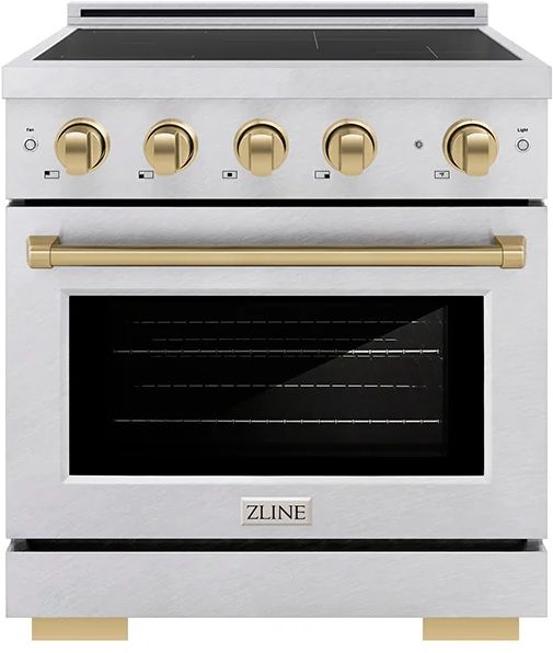 ZLINE Autograph Edition Paramount 30" Satin Stainless Steel Pro Style Induction Range with Champagne Bronze Accents-0
