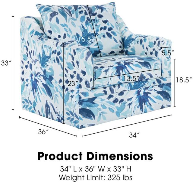 New Classic® Home Furnishings Sylvie Blue/White Swivel Chair-2