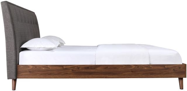 Mazin Furniture Fletcher Gray/Faux Walnut Queen Upholstered Platform Bed-2