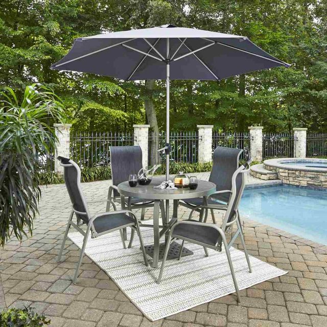 Homestyles® Captiva 5 Piece Gray Outdoor Dining Set with Umbrella-1