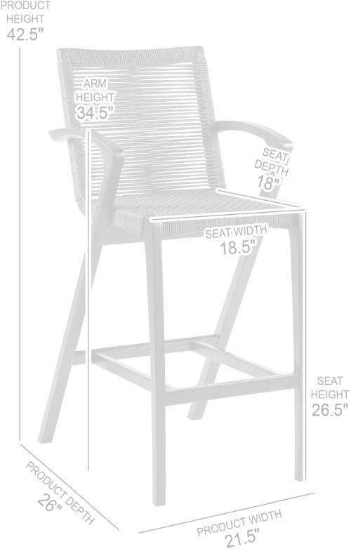 Armen Living Brielle Brown/Charcoal Rope/Wood Outdoor Counter Stool-2