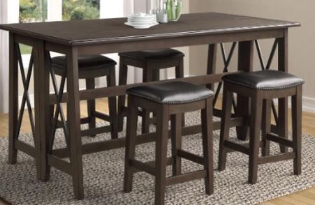 Bernards Carmina 5-Piece Antique Brown/Black Drop Leaf Counter Set-1